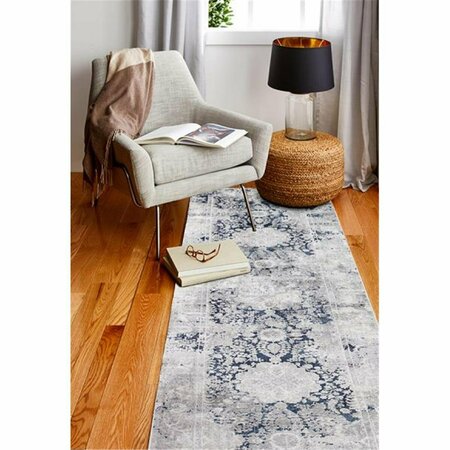 BASHIAN 5 ft. x 7 ft. 6 in. Capri Collection Contemporary Polyester Power Loom Area Rug Grey & Blue C188-GYBL-5X7.6-CP102